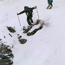 La Grave i ett mycket sn&ouml;igt tillst&aring;nd. Hoppar n. Kuva: Voltaren. Ratsastaja: Fredrik Sandstr&ouml;m.