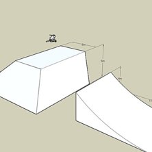 Hoppet vi planerar f&ouml;r Skifix Big Air #2 och #3. Kuva: Emil. Ratsastaja: 3d-modell.