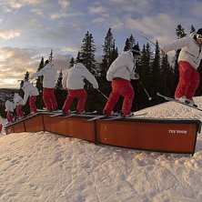 Det var inte mycket sn&ouml; i &Aring;re och parken &auml;r l&aring;. Kuva: Jesper Molin. Ratsastaja: Ad@m.