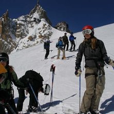 solig dag p&aring; aguille de midi, Chamonix. Kuva: Mats &Ouml;hman. Ratsastaja: Elin Lood.